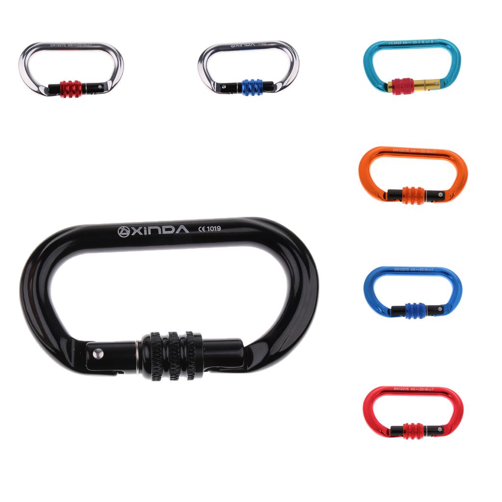 1pcs Outdoor Carabiner O-Shaped Buckle Climbing Carabiner Clip 8-25KN Black