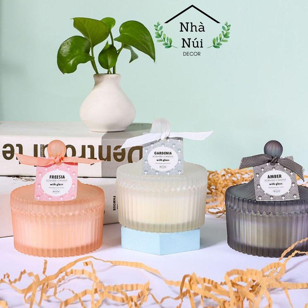 Nến thơm phòng trang trí decor thư giãn Aroma Scented Candle cup, sáp đậu nành, nến thơm cao cấp E4 Decor nhà Núi