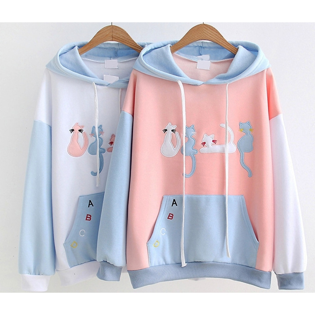 Áo Hoodie Nữ / Nam - Áo Khoác Nỉ Hình Bốn Chú Mèo Siêu Dễ Thương Blazel, 2 Màu - Hàng Chính hãng