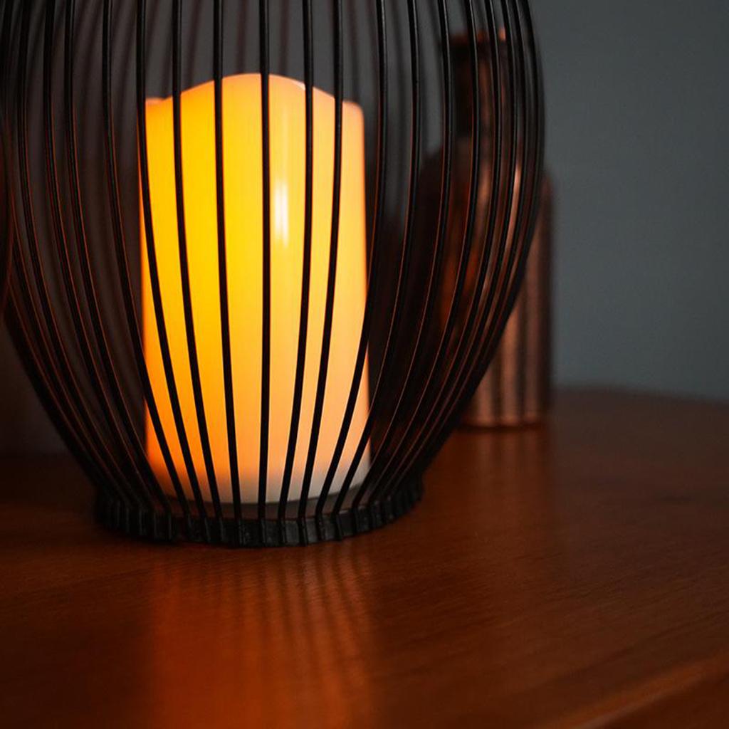 Vintage Style Iron Wire Candle Holder with LED Candle for Home Wedding Decor