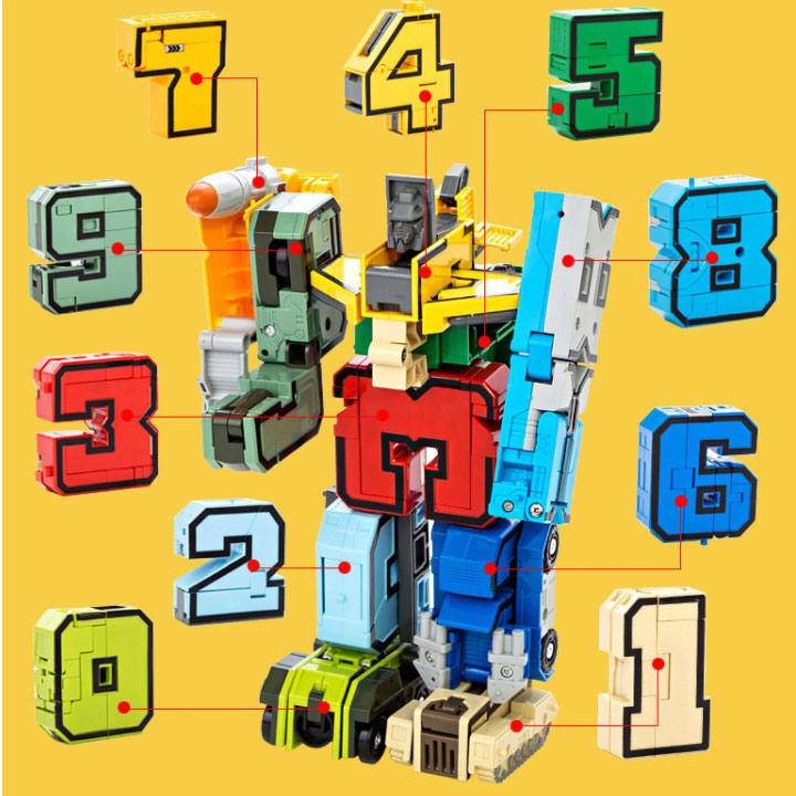 Lắp ráp Robot số biến hình số 0-9 - mô hình số biến hình phương tiện