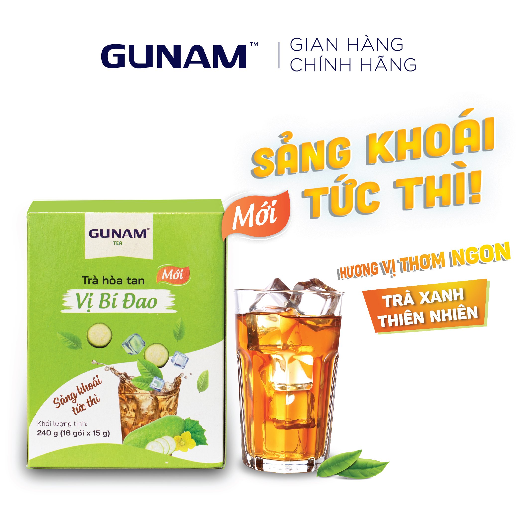 Hộp trà hòa tan vị bí đao GUNAM (16 gói x 15g)