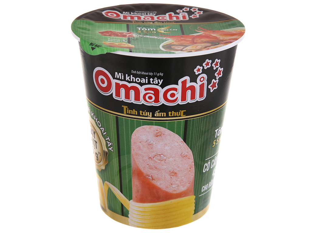 Thùng 24 ly mì khoai tây Omachi tôm chua cay 112g (có cây thịt thật)