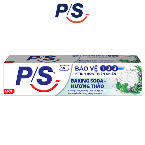 Bộ 3 Kem Đánh Răng P/S Trắng Răng Lành Tính - 100% Kiểm Chứng 230g/ hộp- Thiên Nhiên Baking Soda - Hương Thảo
