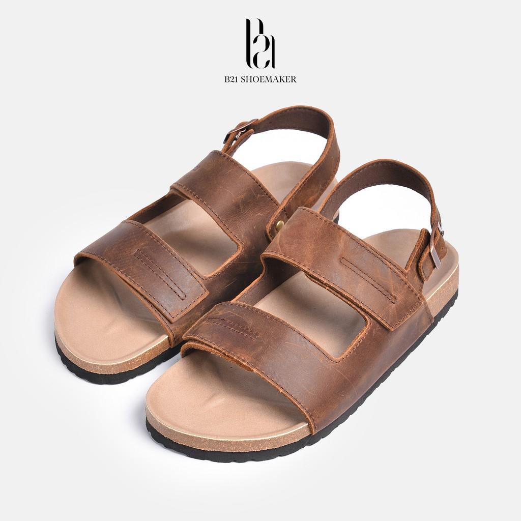 Dép Xăng Đan Đế Trấu Da Bò 2 Lớp Nam Nữ Quai Hậu Dép Sandals Quai Ngang Đế Cao UNISEX phong cách Retro Vintage Classic