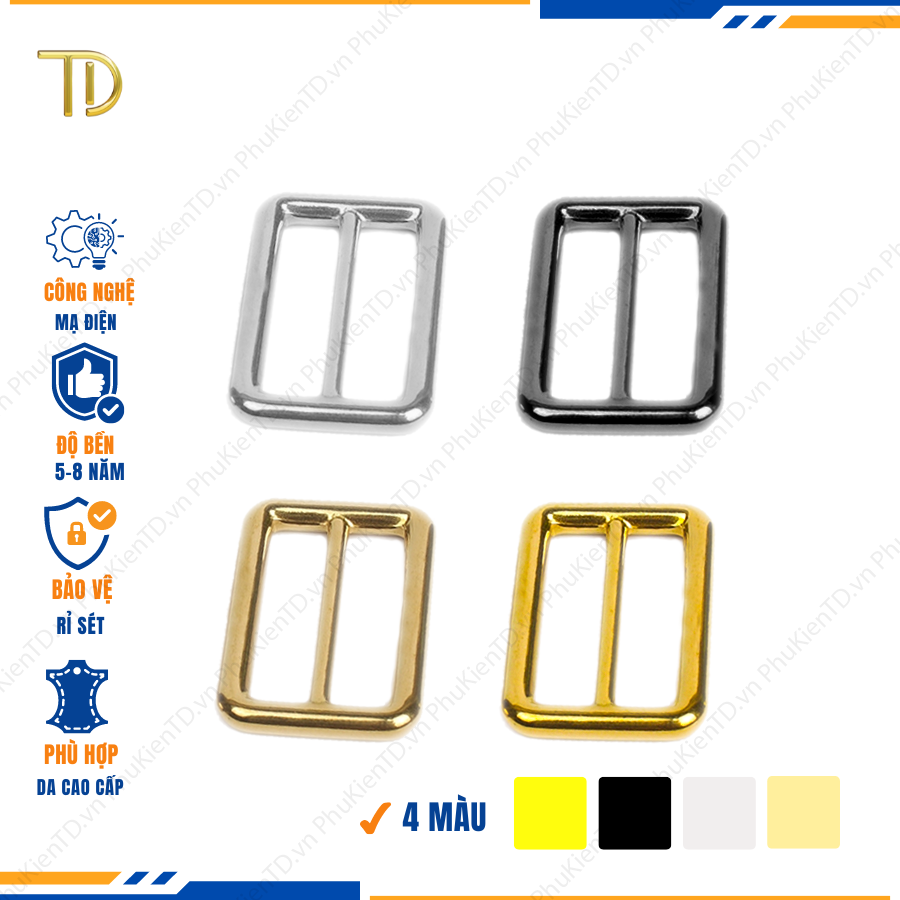 Khoen tăng giảm dây túi xách, Khoen chỉnh dây đeo túi, Tăng đơn túi xách 19mm mạ điện độ bền 5-8 năm