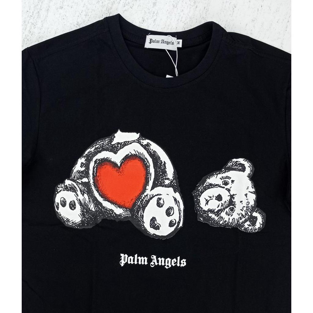 Áo Thun Tay Ngắn Unisex P@lm Angels 2021 In Hình Gấu Trái Tim