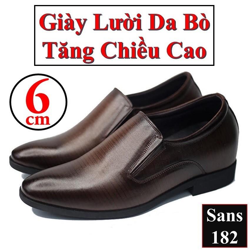 Giày Da Nam Tăng Chiều Cao 6cm Giày Công Sở Tăng Chiều Cao Da Bò Sans182