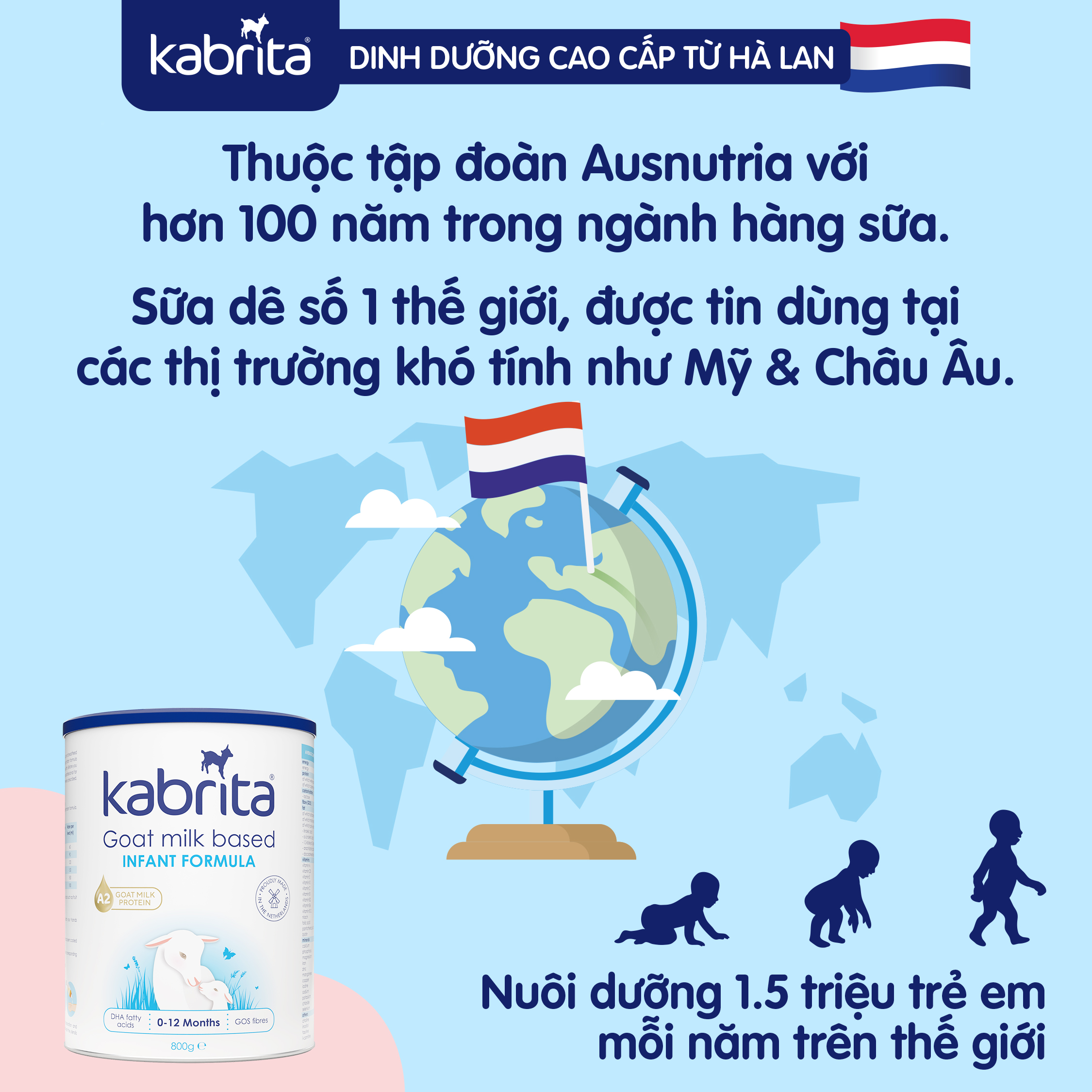 [QUÀ TẶNG SET DÊ BÔNG] COMBO 2 Sữa dê Kabrita số 1 cho trẻ- Lon 800g