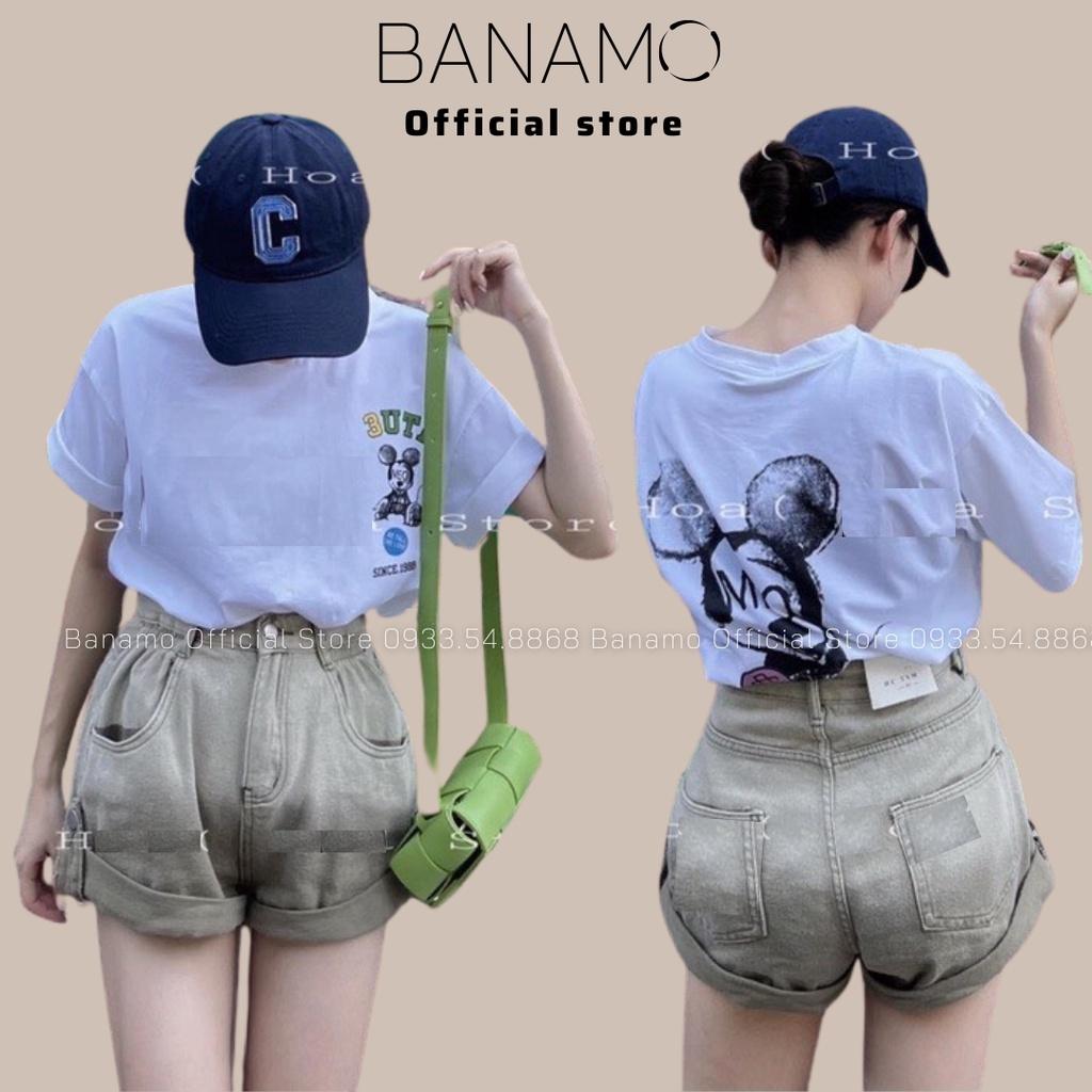 Quần short jeans nữ loang màu gấu gập hottrend thời trang Banamo Fashion jeans nữ loang màu 663