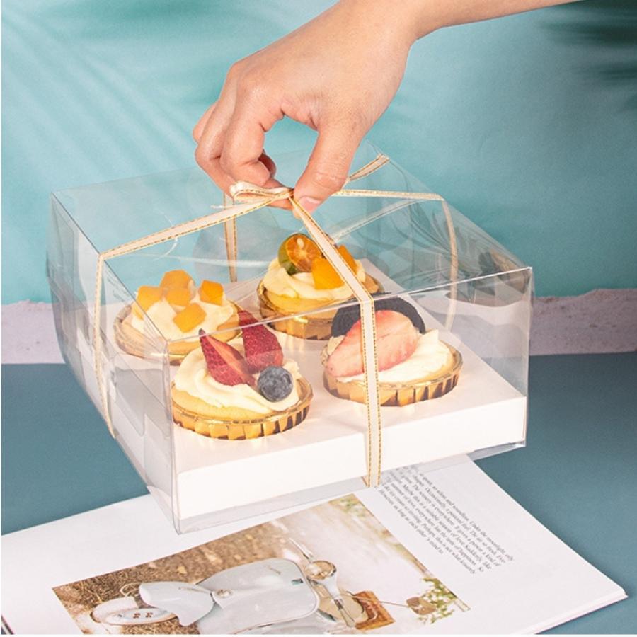 Hộp Đựng Bánh Cupcake Muffin 4 Bánh Trang Trí Trong Suốt Sang Trọng - BOXMF4IN