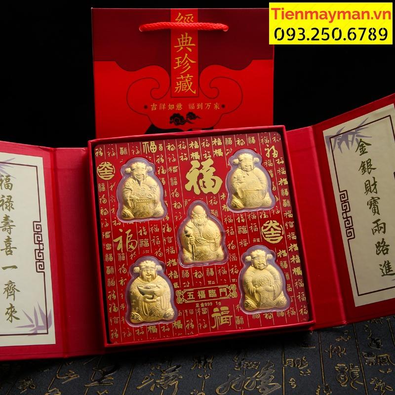 Bộ 5 Ông Thần Tài Ngũ Phúc Lâm Môn mạ vàng may mắn - PASA COLLECTION