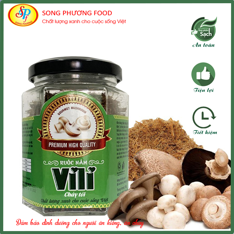 Ruốc nấm hương Vili - Thực phẩm chay - Cháy tỏi 60g/lọ- Hàng xuất khẩu Nhật