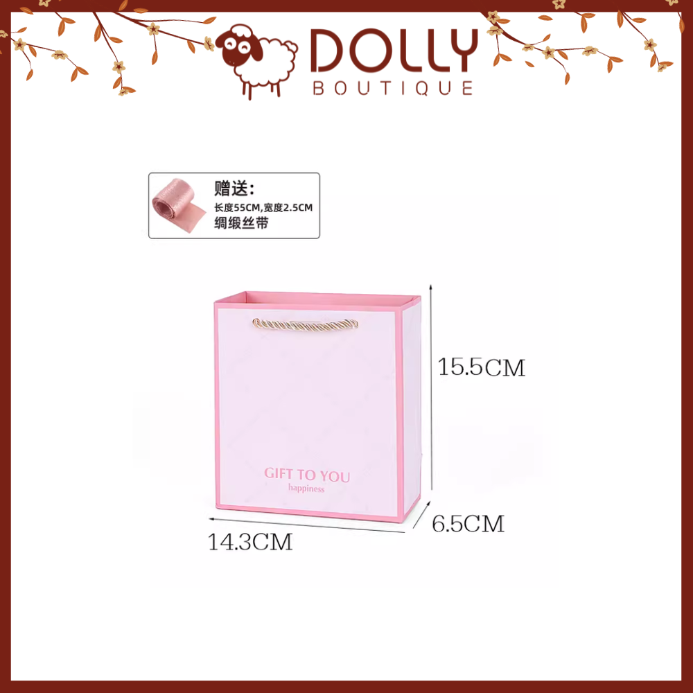 Túi Quà Gift For You Happiness Hồng Size Nhỏ 14.3*15.5*6.5 cm