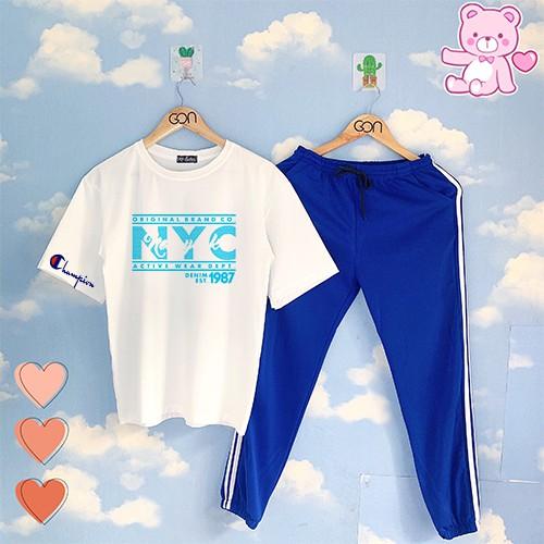 COMBO TIẾT KIỆM Set Đồ Bộ Áo Thun Tay Lửng Quần Kẻ 3Sọc, Quần Ulzzang 2 Sọc