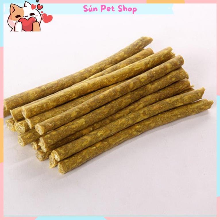 Đồ ăn vặt xương gặm sạch răng cho chó - Xương que tròn nhiều màu 12cm