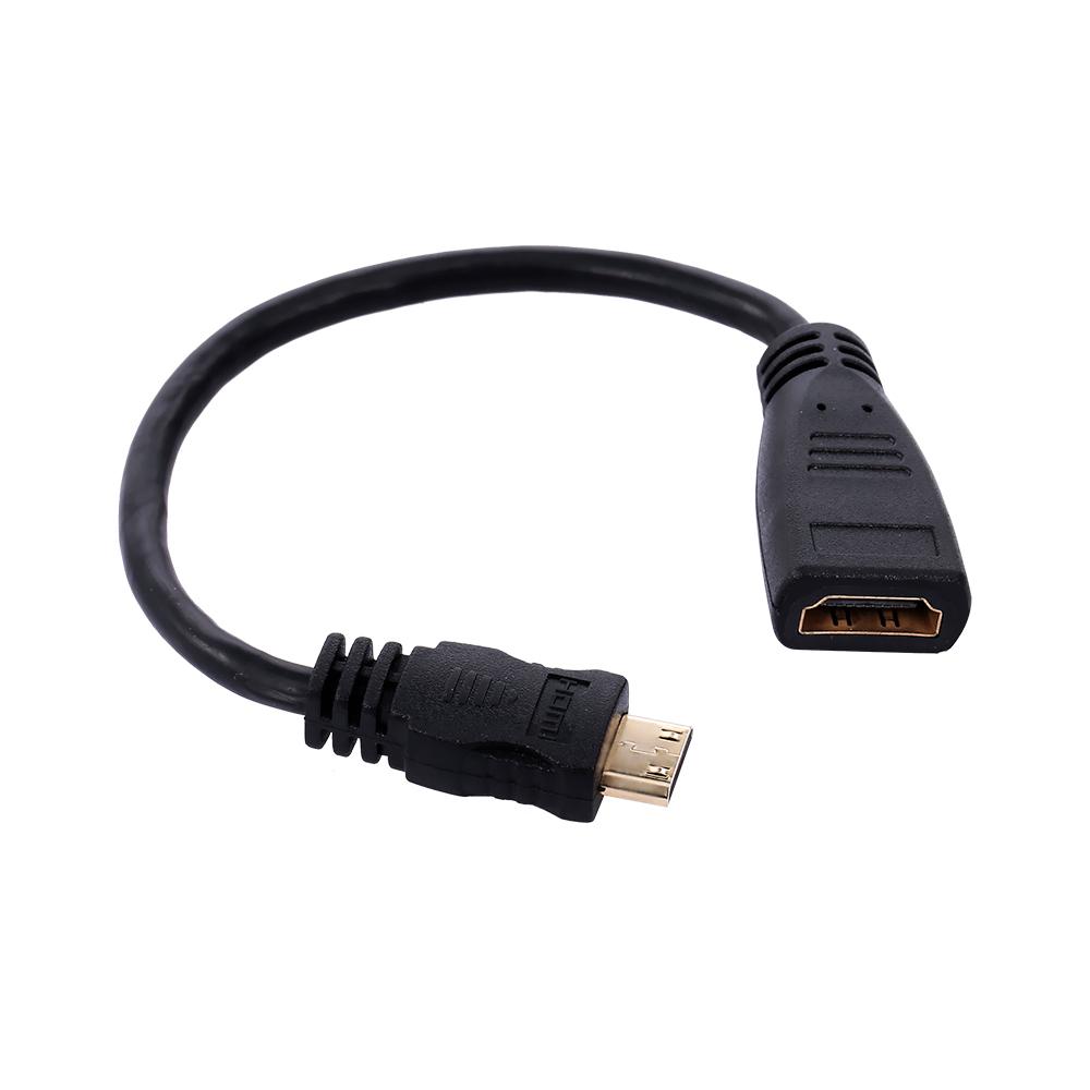 Mini HD to HD Adapter Cable Male to Female HD Converter Cable for Tablet TV Displayer and Projector 15cm (Black)