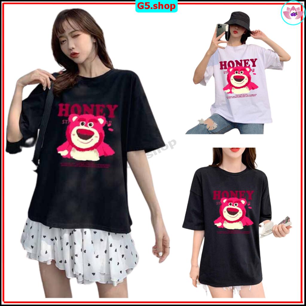 áo thun nam nữ unisex phong cách hàn quốc ulzzang cool ngầu - áo thun gấu HONEY mẫu mã mới đa dạng hot hit 2023