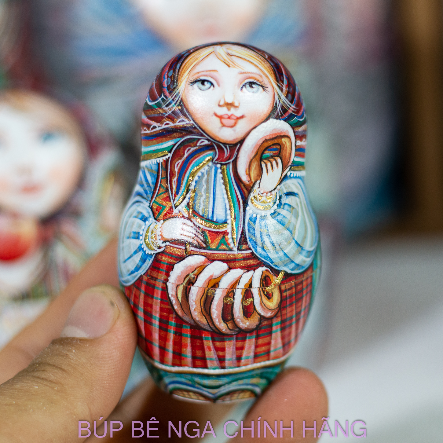 BỘ BÚP BÊ NGA 10 LỚP 35CM CAO CẤP VẼ HOA VĂN "CÔ BÉ MỜI TRÀ" CỰC ĐẸP VÀ ĐỘC ĐÁO, PHONG CÁCH
