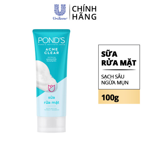 Sữa rửa mặt cho da mụn POND'S tích hợp công nghệ micro foam ngừa mụn sạch sâu sáng da 100g