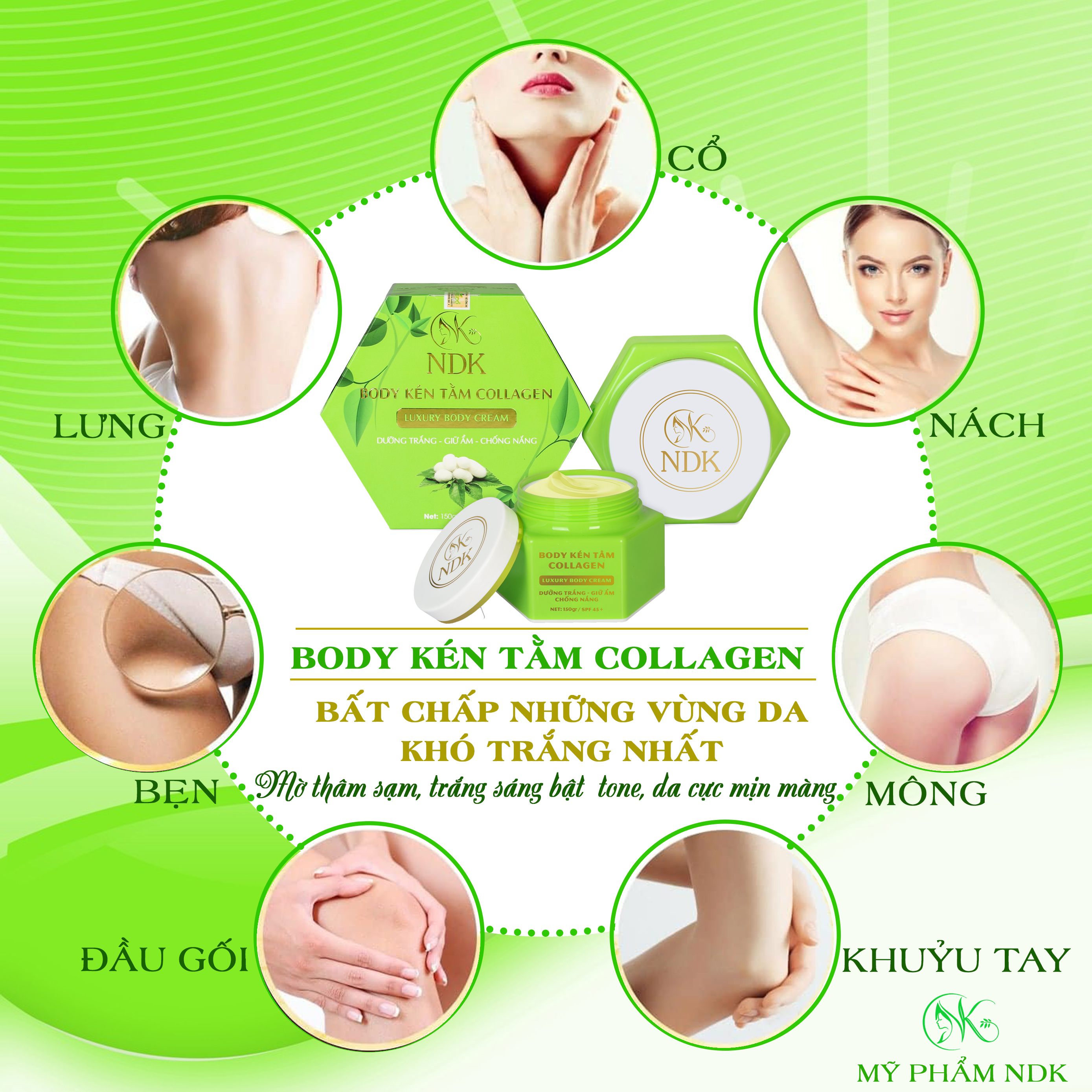 Kem Body Kén Tằm Collagen NDK trắng da nhanh sau 2 tuần