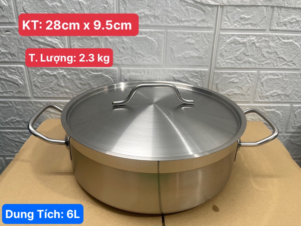 Nồi Inox 2 Quai Cao Cấp 3 Đáy _ Dung Tích: 6Lít _