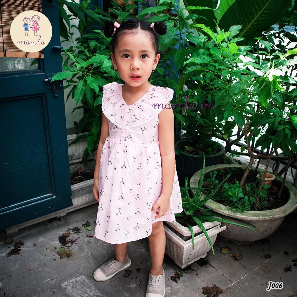 Đầm hồng nhạt cổ nhún ren họa tiết ly cocktail | 2Y-6Y