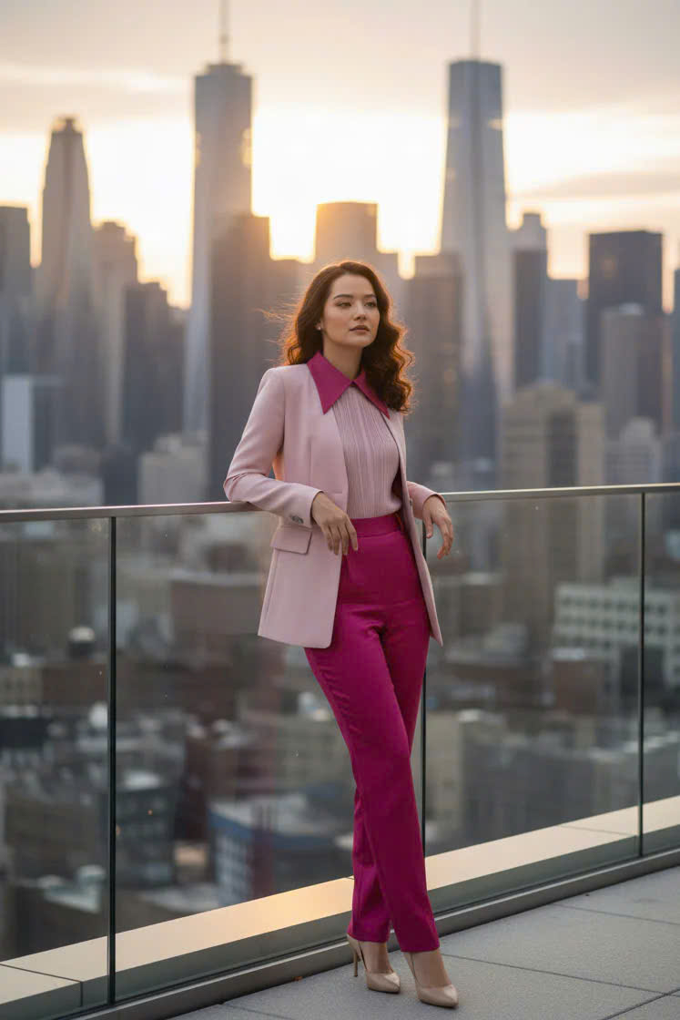 Áo Khoác Blazer, Áo vest Nữ Hồng Pastel Thêu Tay thời trang thiết kế Hity TOP237