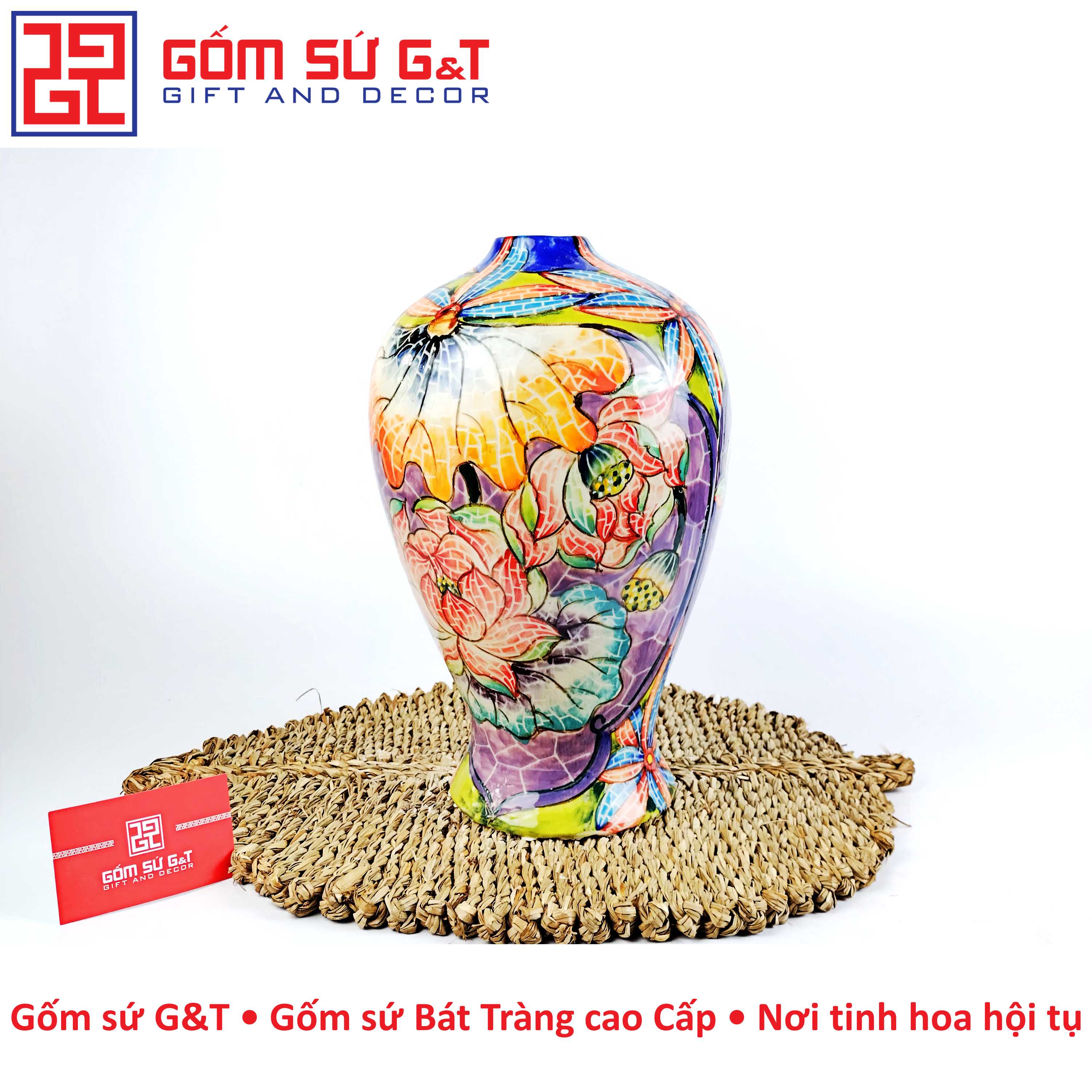 Mai bình vẽ sen nhị cảnh Gốm Sứ G&T