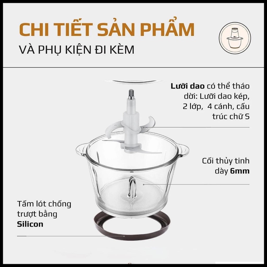 Máy Xay Thịt Thực Phẩm Đa Năng OLIVO FC21 Dung Tích 2.1 Lít, Hai Cấp Độ Xay Linh Hoạt, Công Suất 500W, Thương Hiệu Mỹ - Hàng chính hãng