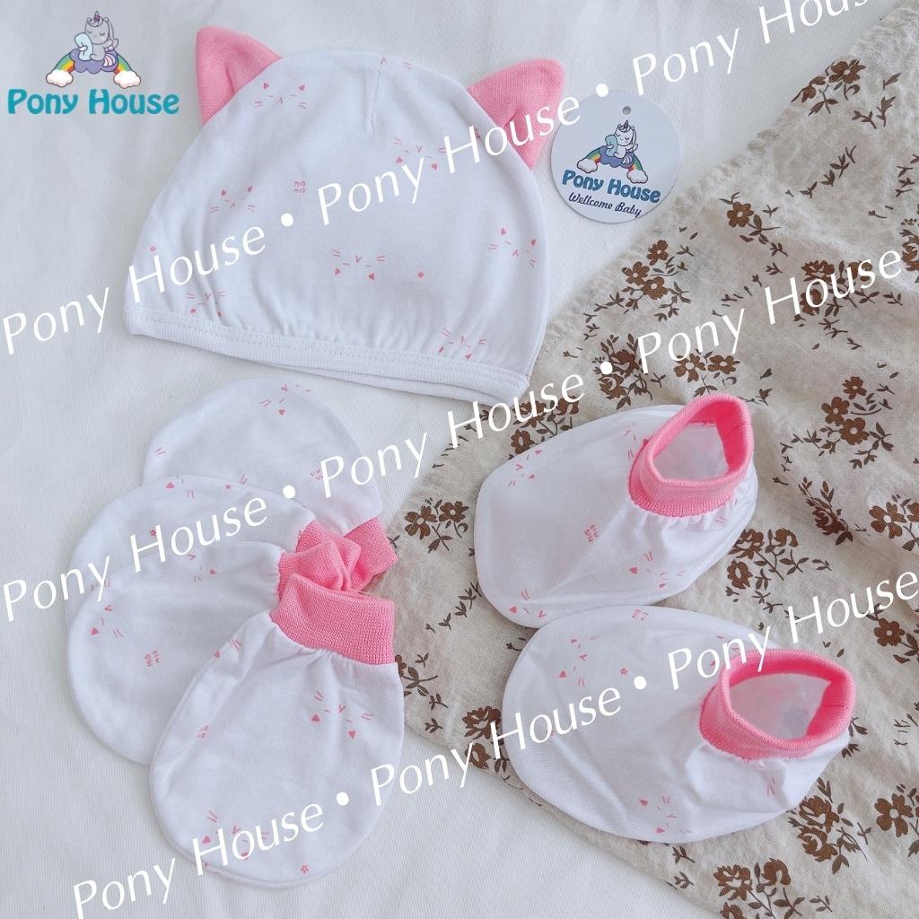 Set Bao Tay, Bao Chân, Mũ Miomio - Phụ Kiện Đầy Đủ Bao Tay, Bao Chân, Mũ Chất Cotton Mềm Mịn Cho Bé Trai, Bé Gái Sơ Sinh