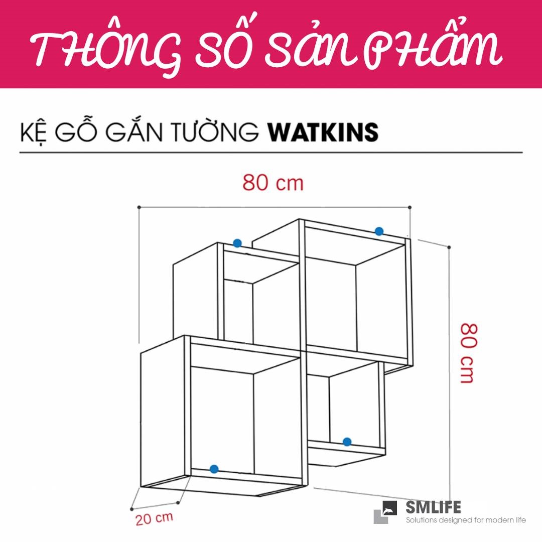 Kệ gỗ treo tường trang trí hiện đại SMLIFE Watkins