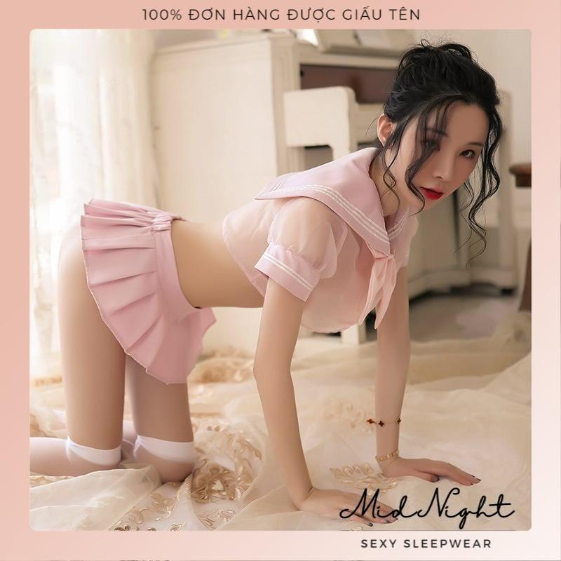 Cosplay Học Sinh Sexy Quyến Rũ Đầy Gợi Cảm Full Phụ Kiện - Bộ Đồ Lót Đồng Phục Cám Dỗ Cho Học Sinh Hư Mid Night Sexy - Màu Đen