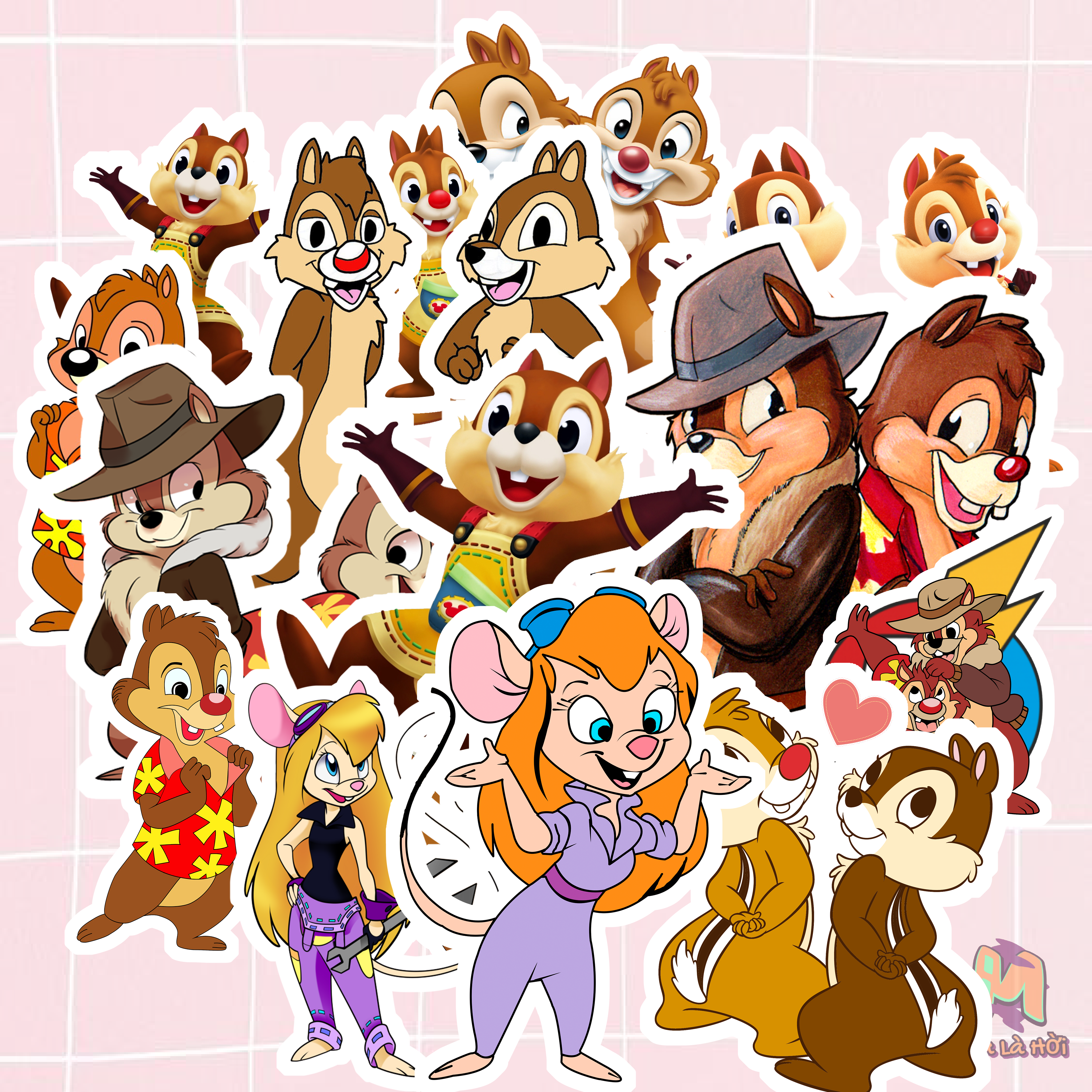 Miếng dán Stickers chủ đề Chip and Dale