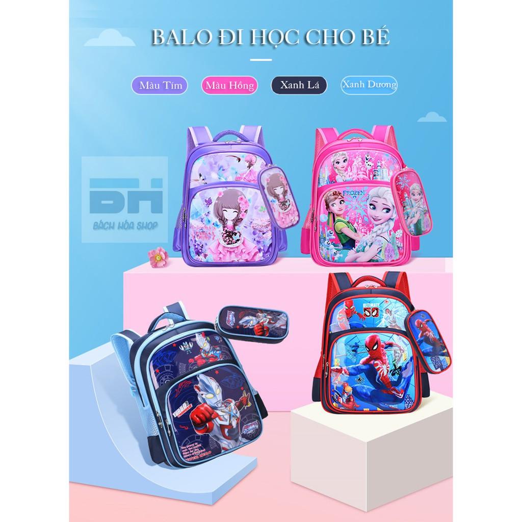 Tặng kèm hộp bút - Balo mẫu giáo, học sinh tiểu học, hoạt hình 3D - Chất liệu chống thấm