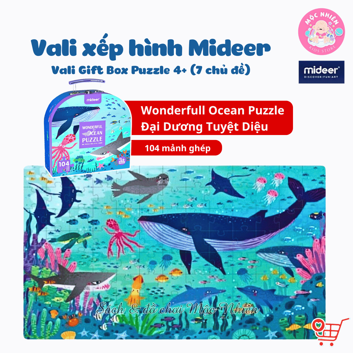 Đồ Chơi Xếp Hình Mideer Puzzle Md3110 - Valy Xếp Hình Đại Dương Tuyệt Diệu - 104 Mảnh Ghép