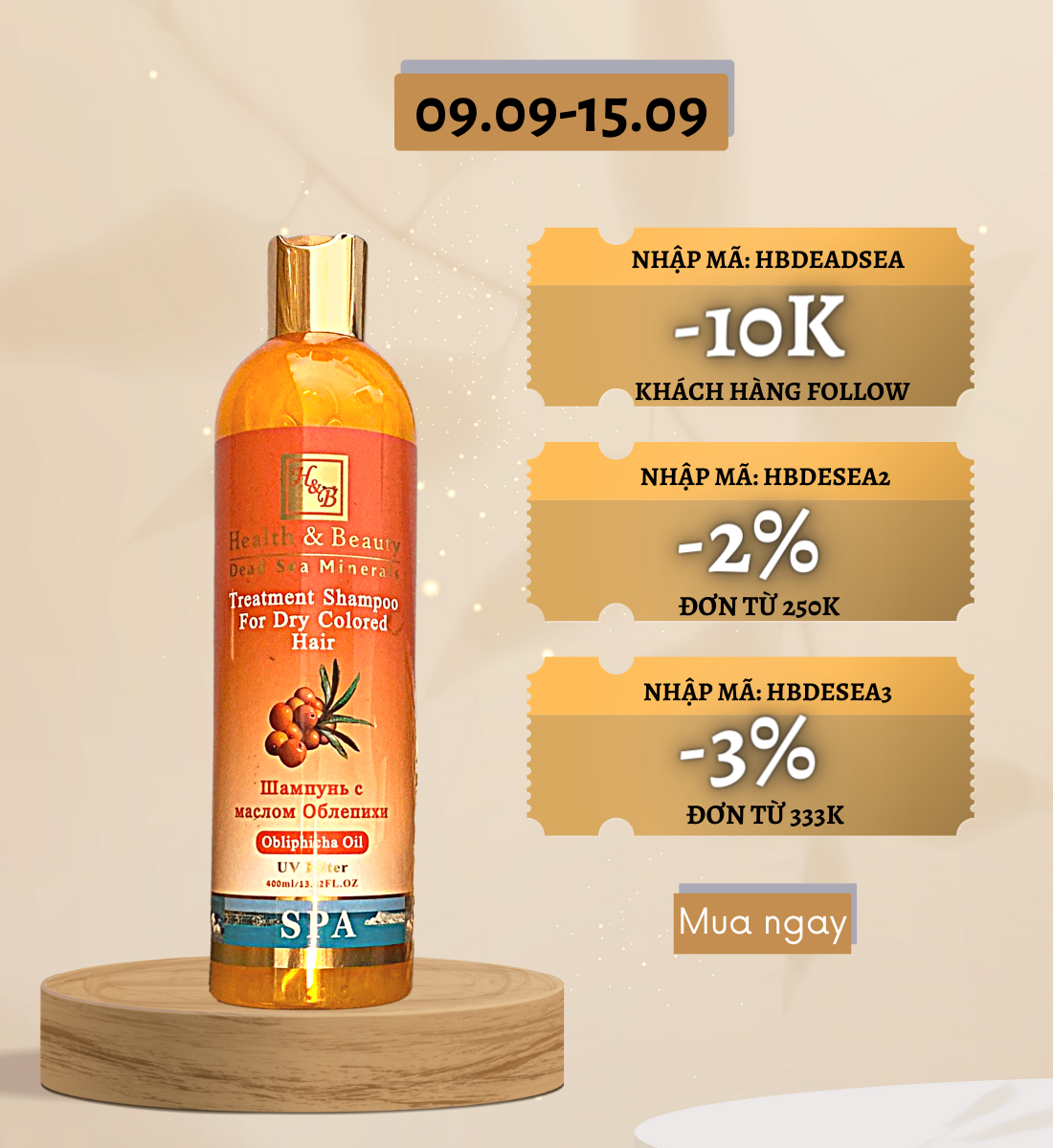 Dầu gội dành cho tóc khô Health and Beauty Dead Sea Minerals -Israel - Obliphicha Treatment Shampoo for Dry Colored Hair