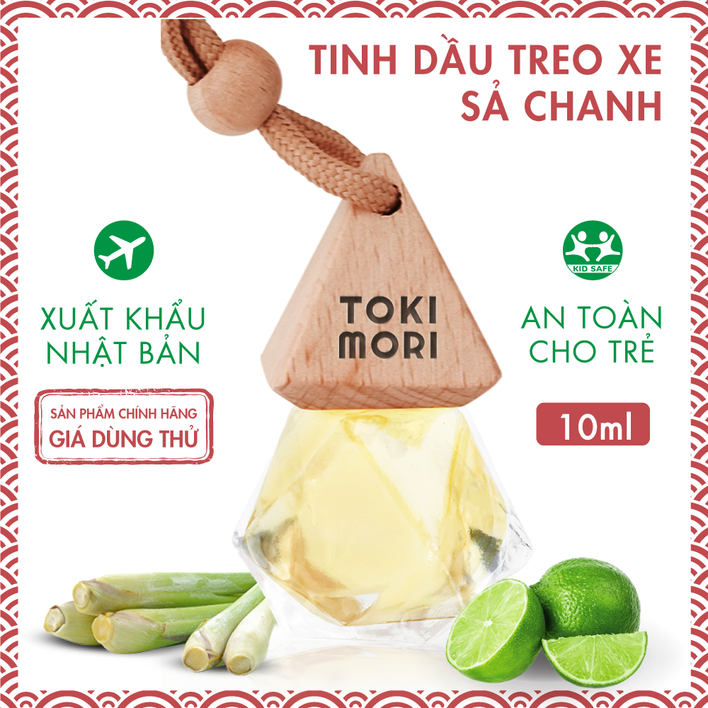 Tinh Dầu Sả Chanh Treo Xe TOKI MORI Xuất Khẩu Nhật Bản  100% Thiên Nhiên, An Toàn Cho Trẻ, Xông Phòng, Khử Mùi, Thơm Xe, Chống Ói, Kháng Khuẩn