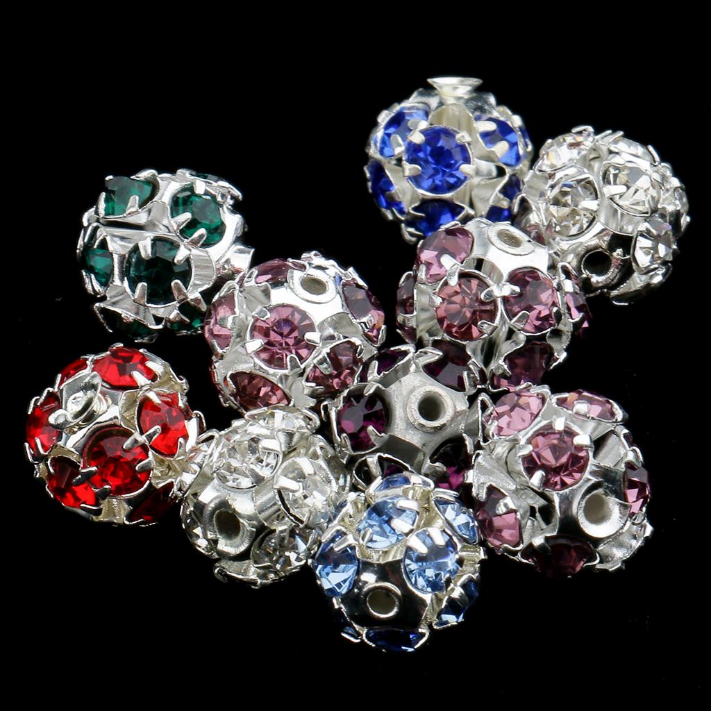 10pcs Round Metal Crystal Beads for Beading Jewelry Making DIY Bracelet 8mm