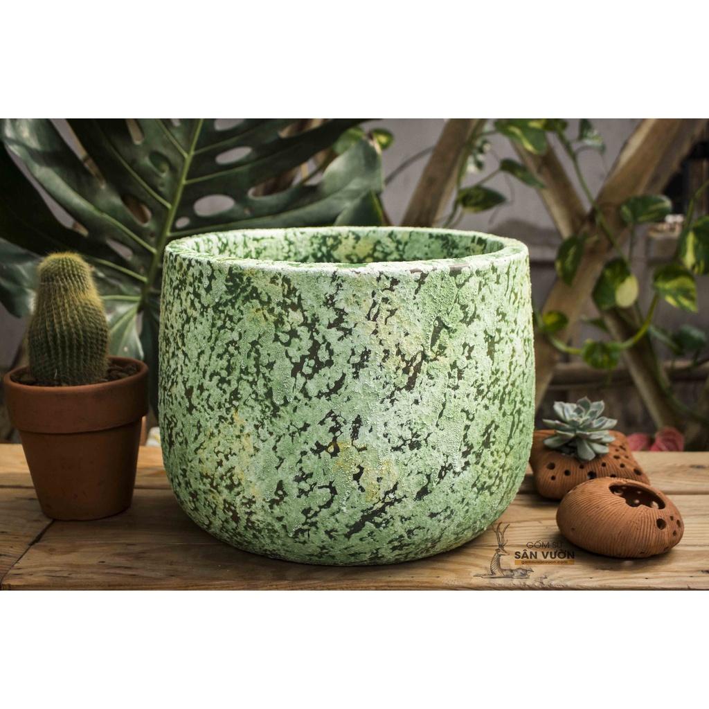 Chậu trồng cây gốm đất nung  DÁNG NỒI SƠN WAX MÀU NHÁM D31xH26cm
