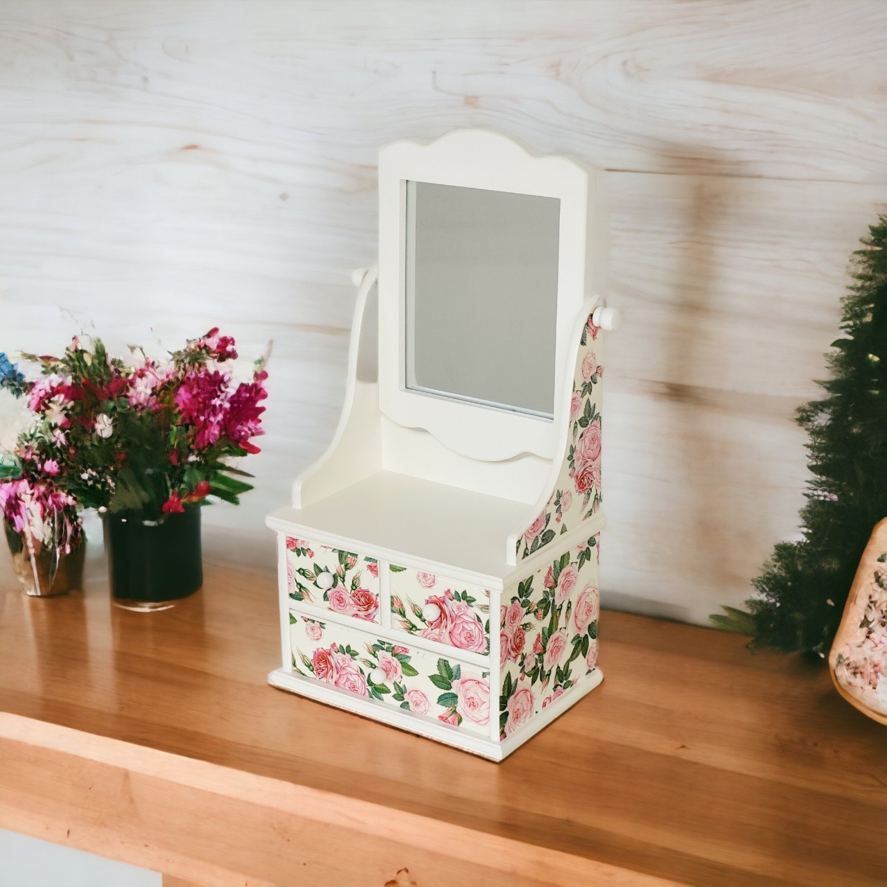 Hộp Nữ Trang Gỗ Có Gương Loại Lớn 25.5 x 46 cm Trang Nhã - Hàng VN Xuất Khẩu