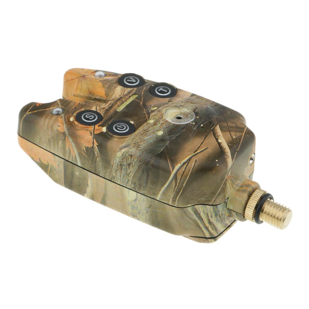 2xFishing Bite Alarm Indicator Sound Light Fishing Rod Holder Camouflage