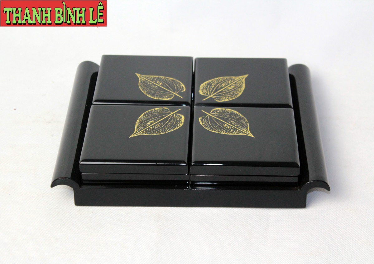 Khay Sơn Mài Thanh Bình Lê cẩn trứng cao cấp hàng xuất khẩu size 35x24x3 cm