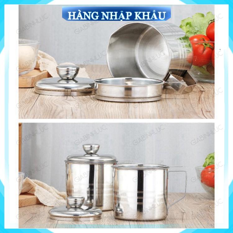 Ca bình đựng lọc dầu ăn dầu mỡ bằng Inox 304 1.2L có lưới lọc cặn cao cấp tiện lợi