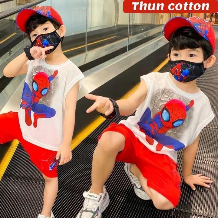 Bộ quần áo trẻ em hình siêu nhân - người nhện từ 11-43kg. Chất thun cotton 4 chiều - HN.Store1115