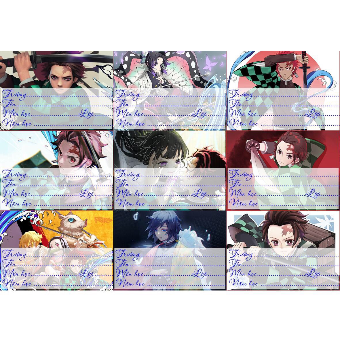 Nhãn vở kimetsu no Yaiba 45 nhãn