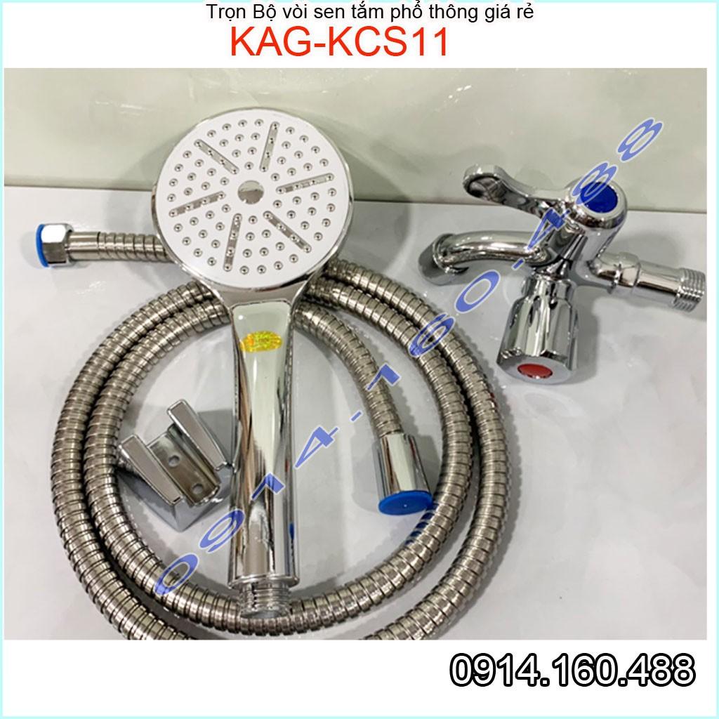 Vòi sen lạnh KAG-KCS11 Shower head, trọn bộ sen lạnh (củ sen+ dây) inox bóng 100% dùng tia phun nước mạnh sử dụng tốt