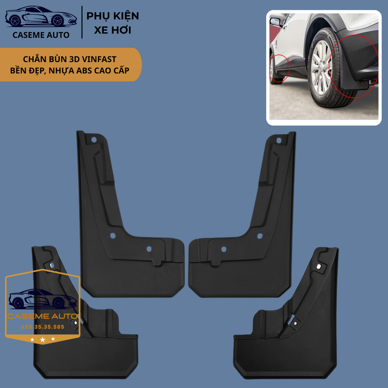 Chắn Bùn Ô Tô VinFast VF3 / VF5 / VF6 / VF7 / Limo Green – Bộ 4 Tấm Nhựa Cao Cấp - Hàng Nhập Khẩu