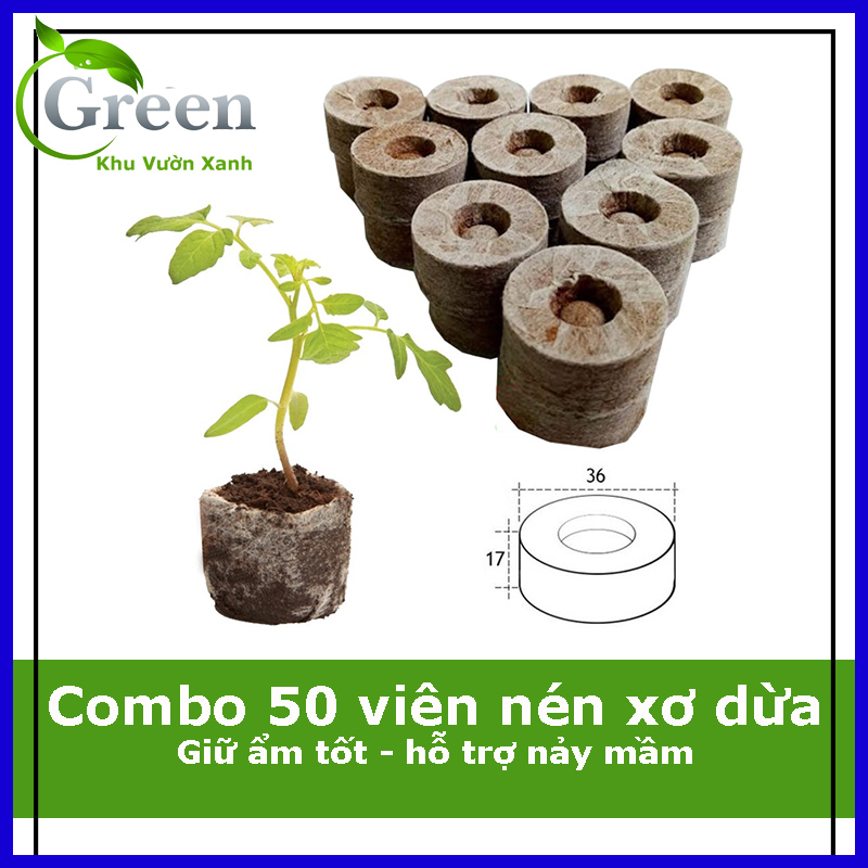 Combo 50 Viên Nén Xơ Dừa (Viên Nén Ươm Hạt)