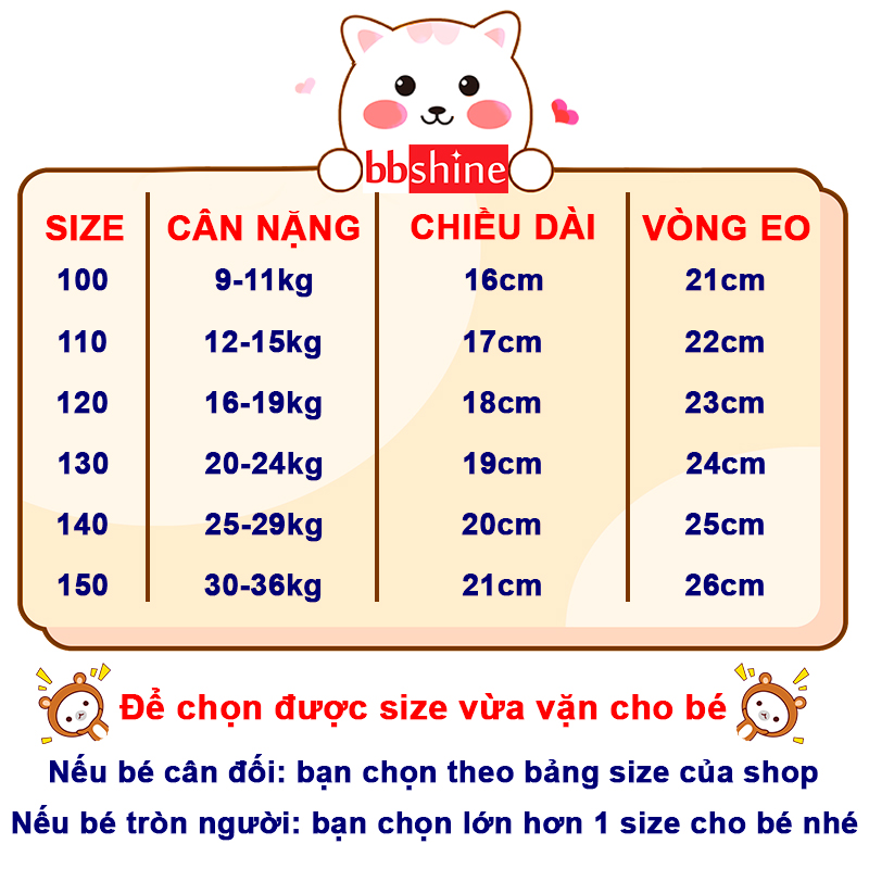 Quần chip bé gái mềm mịn cao cấp BBShine, Set 3 quần chip đùi bé gái họa tiết đáng yêu – C025